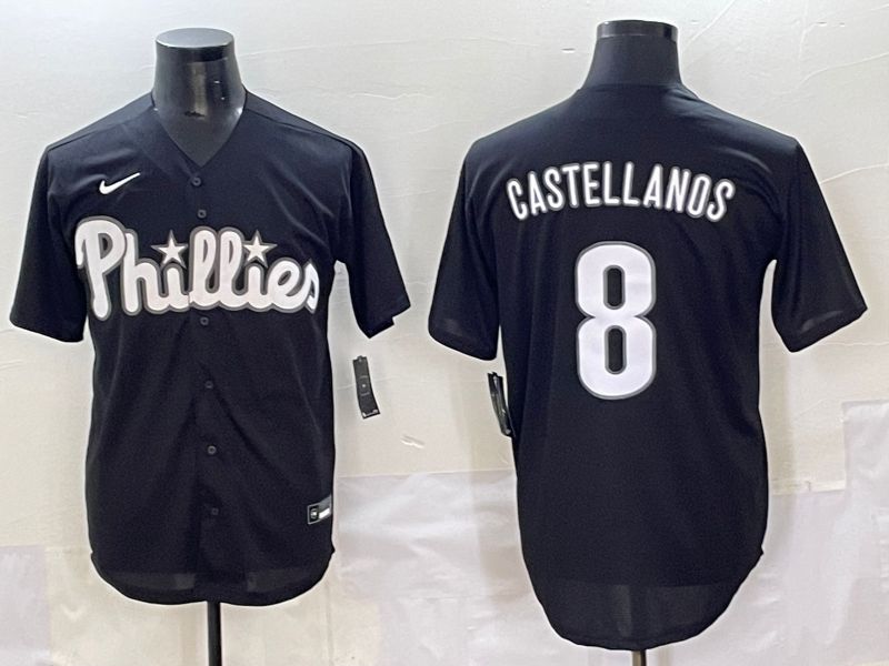 Men 2025 Philadelphia Phillies #8 Castellanos Black Fashion Nike MLB Jersey style 7151